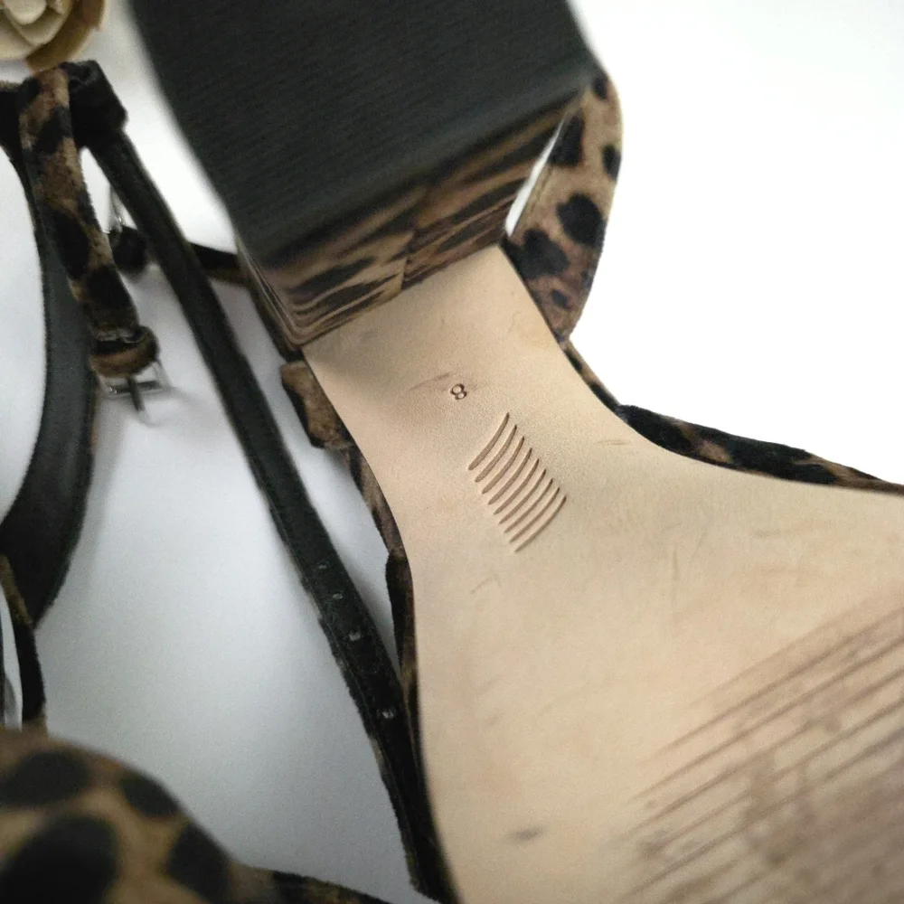 PAIGE Leopard Print Knot Front Platform Sandals - Brown Sz 8m - Picture 7 of 10